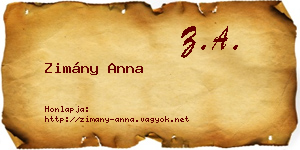 Zimány Anna névjegykártya